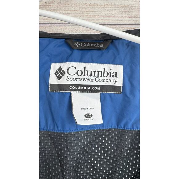 Columbia Omni-Tech Rain jacket Mens XLT Blue Black Full Zip Packable - Picture 10 of 16